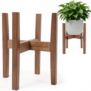 Support de plante réglable <span class=keywords><strong>en</strong></span> <span class=keywords><strong>bambou</strong></span> naturel pour pots d'intérieur de 8 à 12 pouces, style mi-siècle, assemblage simple, finition vernie - Product Image 1