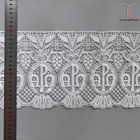 Dentelle en macramé de 18 cm, croix JHS et croix Alpha & Omega blanche, dentelle pour vêtement liturgique