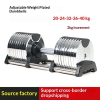 Ensemble d'haltères réglables en fonte chromée de 32 kg pour la musculation en gros