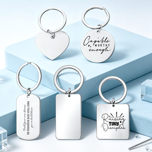 Porte-clés vierges en métal pour gravure laser DIY, en acier inoxydable, personnalisables avec logo, 5 formes, étanches, pour animaux de compagnie - Product Image 4