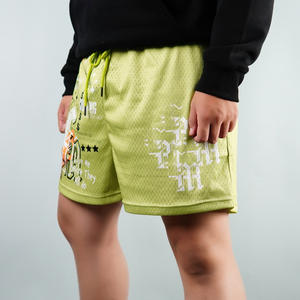 Custom High Waist Men's Gym Board Shorts Quick Dry Breathable Polyester Double <b>Layer</b> Mesh Casual OEM Service Drawstring Closure - Product Image 3