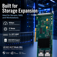 Tarjeta HBA LSI SAS 9211-8i Pre-flashed, Modo IT, SAS2008, 8 Puertos, 6Gb/s, SAS SATA PCIe2.0 *8, 2*SFF8087, ZFS, TrueNAS, UnRAID