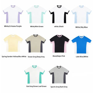 T-shirt en coton à manches courtes patchwork hip-hop pour hommes, impression numérique personnalisée, couleurs contrastées, coutures superposées, t-shirts surdimensionnés - Product Image 4