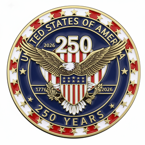 Monedas de Colección Raras y Decorativas de Metal Pulido con Diseño Personalizado del 250 Aniversario de la Herencia Americana, en Estaño - Product Image 1