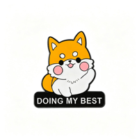 Broche en émail mignonne Shiba Inu avec citation positive 'DOING MY BEST', badge de revers en métal motif chien de dessin animé pour vestes, sacs à dos et chapeaux
