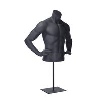 Mannequin Torse Masculin Premium NI-6, Mannequin Demi-Corps Musclé en Fibre de Verre pour Vitrine de Magasin de Vêtements de Sport