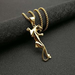 Collier pendentif léopard plaqué or Yunnique en acier inoxydable avec incrustation de zircon cubique, bijoux de fête unisexe, design animal du zodiaque - Product Image 5