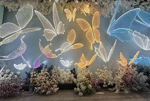 I337 Factory Manufacture Creative Iron Decoration Luminous Wedding Props LED Butterfly Lights Wedding Decoration Supplies