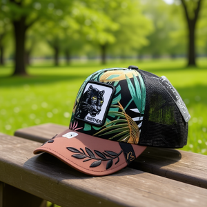 Cappello Trucker Panther in Tessuto a Rete, Regolabile, Unisex, 6 Pannelli, con Ricamo sul Pannello Frontale, Cappello Casual Primavera-Estate - Product Image 2