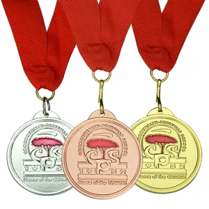 Metal Medal Copper Bronze Sliver School Enterprise Memorial Medailles With Ribbon Custom Stamping Sports Medal Manufacturer