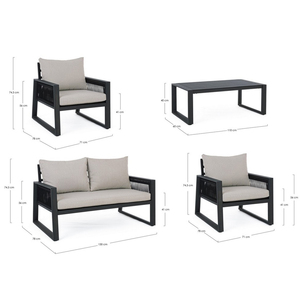 طقم حديقة أثاث مقطعي 4 قطع من AJUNION حبل من الألومنيوم نسج فاخر في الهواء الطلق ، - Product Image 2