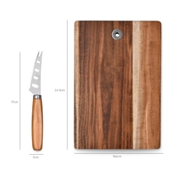 Premium bamboe kaasplank, snijplank voor groenten, fruit en kaas, acacia snijplank, massief houten kaasplank, kaasplank met kaasmes.