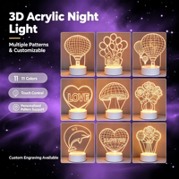 Lampe de nuit LED en acrylique 3D romantique à commande tactile en forme de cœur, lampe d'amour pour la Saint-Valentin, décoration de chambre à coucher, bureau, table, cadeau