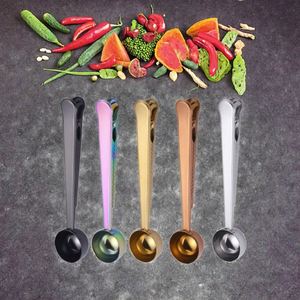 Modern 430 Stainless Steel 15ml Bean Scoop Sugar Powder Measuring <b>Spoon</b> with Bag Clip and Mirror Kitchen Gadgets Wholesale - Product Image 4