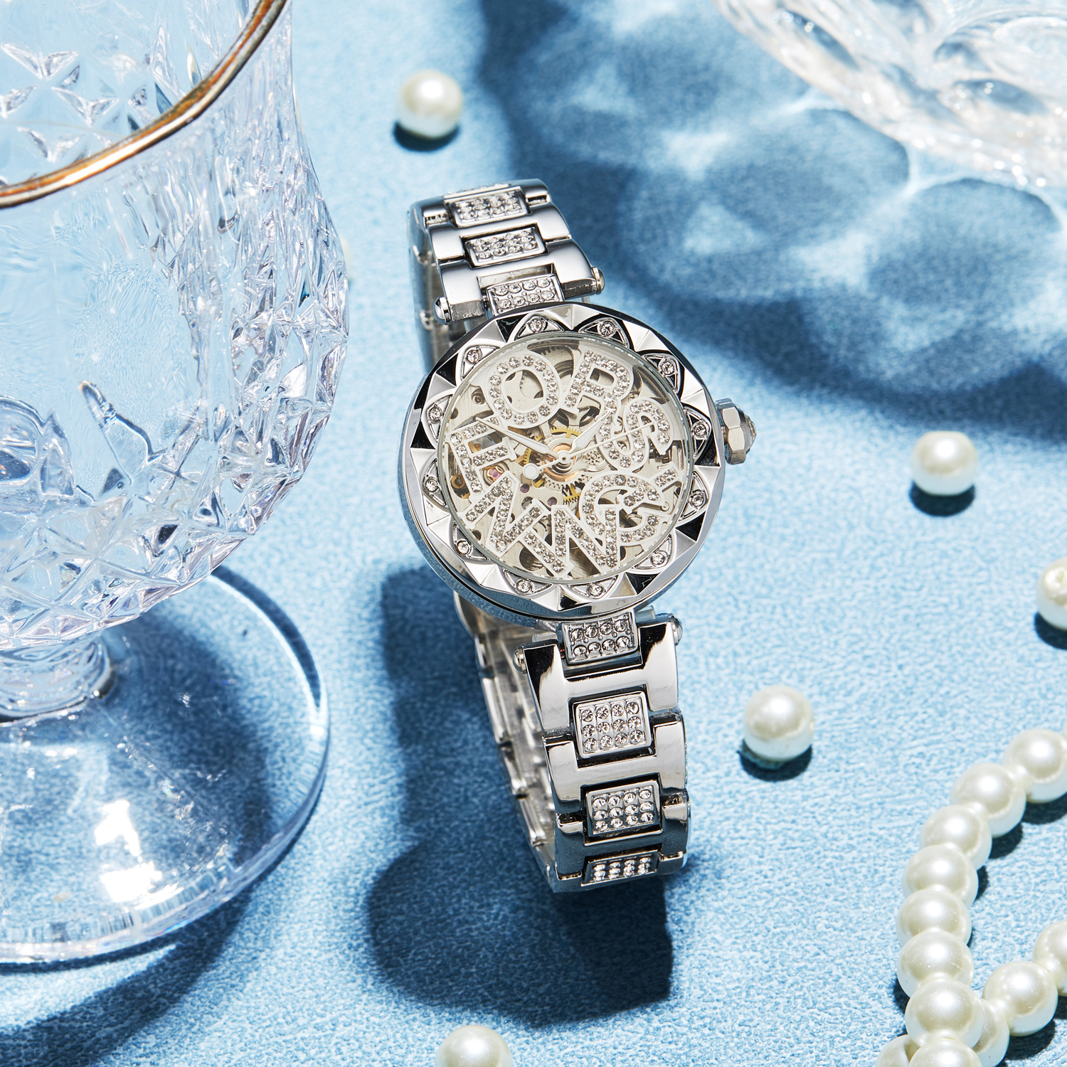Forsining High Quality Gold Luxury Lady Watch Reloj Ladies Wrist Custom Logo Female Steel Skeleton Automatic Mechanical Watches