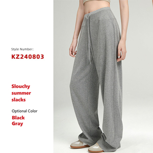 XW-KZ240803 kadınlar yüksek elastik bel bandı açık spor gevşek Fit rahat egzersiz rahat geniş bacak şartları <span class=keywords><strong>Sweatpants</strong></span> - Product Image 2