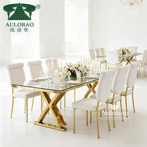 Restaurant Dining Commercial Hotel Furniture Wedding Rectangular Stainless Steel <b>Table</b> Modern Outdoor - Product Image 1