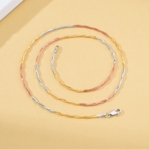 Collar <span class=keywords><strong>de</strong></span> cadena <span class=keywords><strong>de</strong></span> clavícula <span class=keywords><strong>de</strong></span> plata 925 para mujer, solidez tricolor chapado en oro, hueso <span class=keywords><strong>de</strong></span> anís, estilo romántico, enlace trenzado, regalo <span class=keywords><strong>de</strong></span> boda - Product Image 2