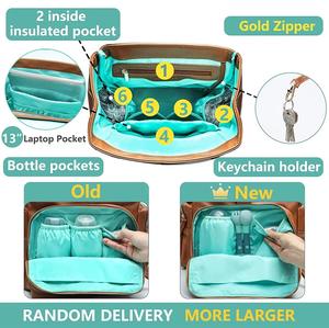 Port USB étanche grande capacité bébé <span class=keywords><strong>sac</strong></span> à dos en cuir PU <span class=keywords><strong>sac</strong></span> à couches avec matelas à langer <span class=keywords><strong>maman</strong></span> <span class=keywords><strong>maternité</strong></span> hôpital accessoire - Product Image 4