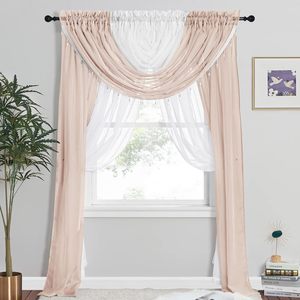 Decorazione per la casa vivaio/Babys/<span class=keywords><strong>tenda</strong></span> per la finestra del soggiorno 54x63 54x84 pollici color kaki bianco tutto in uno pannelli trasparenti con perline - Product Image 1