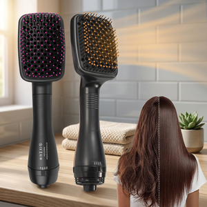 Brosse à cheveux électrique avec réglages de chaleur ajustables, 3 niveaux de température, alimentée par batterie, pour le lissage et le coiffage à domicile - Product Image 1