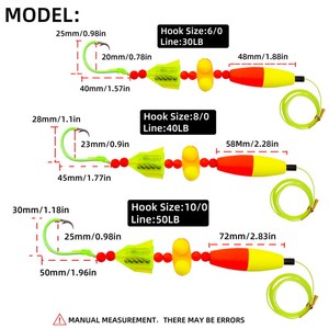 Matériel de pêche à la flotte pour poisson-chat, Rattler Santee Cooper Rigs, en plastique durable et écologique, jaune, queue longue, flotteur vertical - Product Image 6