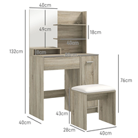 Ensemble Coiffeuse Moderne en Bois Blanc avec Miroir et Tabouret, Table de Maquillage à 3 Tiroirs pour Chambre, Salon, Mobilier de Maison - Vente en Gros