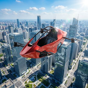Red Rotary Wing VTOL Aircraft Battery Powered Lightweight Carbon Fiber Single Seat 1080P <b>Camera</b> Helicopter Vertical Take Landing - Product Image 6