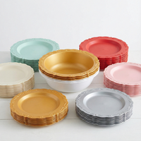 Assiettes jetables en PP durables de 7,5 pouces, ensembles d'assiettes rondes personnalisées de 5 à 10 pouces, vaisselle de service, assiettes à fleurs, vaisselle en gros
