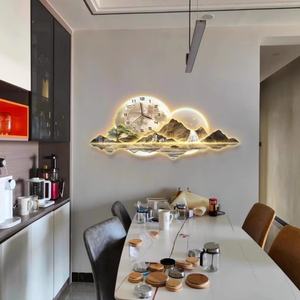 Lámpara LED de Lujo Moderna con Pintura UV para Dormitorio, Decoración de Paisaje, Arte en Hierro, Reloj de Porcelana de Cristal - Product Image 3