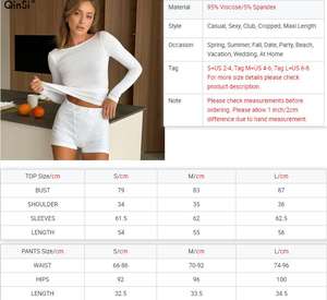 QINSI Casual <span class=keywords><strong>pigiama</strong></span> <span class=keywords><strong>bianco</strong></span> da <span class=keywords><strong>donna</strong></span> Set O collo a maniche lunghe Top solido Shorts Loungewear da <span class=keywords><strong>donna</strong></span> Set <span class=keywords><strong>pigiama</strong></span> traspirante da <span class=keywords><strong>donna</strong></span> - Product Image 6