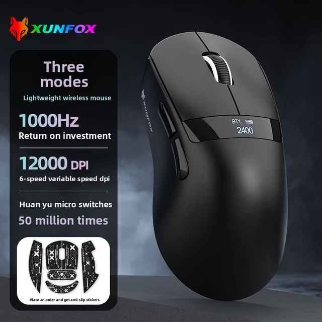 XUNFOX H9 Wireless Gaming Mouse  Bluetooth 2.4G Dual Mode Lightweight Charging Screen Display Ergonomic for PC/Laptop