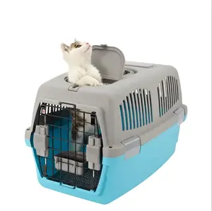 Pet portátil Transporte Gaiola Dog Flight Box Airline Box Pet Transportadora Outdoor Cat Travel Cage