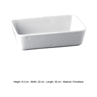 Plat à four rectangulaire en porcelaine Gastro 32 × 22 × 8,5 h cm 9912320 Mps