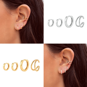 ROXI Lot de 4 boucles d'oreilles créoles simples en argent sterling S925 pour femme - Product Image 2