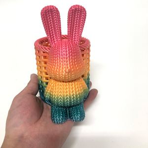 3D Printed Rainbow Bunny Pen Holder Round Plastic Desk Organizer Student Stationery Decor PLA Material - Product Image 4