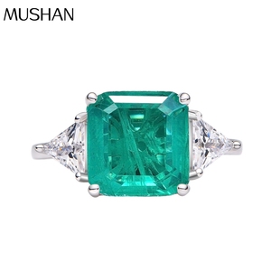 MuShan Jewelry Factory 10*10mm <span class=keywords><strong>Bague</strong></span> d'émeraude simulée pour <span class=keywords><strong>femme</strong></span> Bracelet d'émeraude en argent 925 - Product Image 1