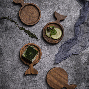Wooden Fish Shaped <b>Tray</b> Black Walnut Wood Serving Dish For Dessert Pastry Food Photography Props Household Use - Product Image 1