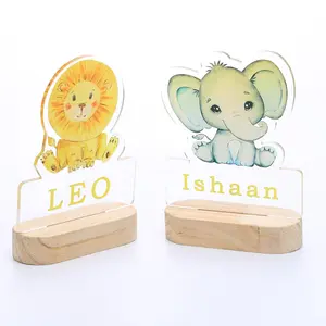 Chất lượng tốt Acrylic Đèn Led 3D ánh sáng ban đêm với cơ sở bằng gỗ trang trí phòng ngủ cho trẻ em