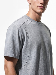 Camiseta Básica de Manga Corta para Hombre, 100% Algodón de Alto Gramaje, con Detalle de Costura en Paneles, Holgada, Oversize, Lisa, con Logotipo Personalizado, Venta al por Mayor - Product Image 5