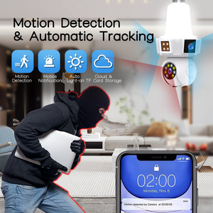 Caméra ampoule intelligente V380Pro 6MP, double objectif, vision nocturne, contrôle par application, lumière LED E27 pour la surveillance de la sécurité à domicile - Product Image 2