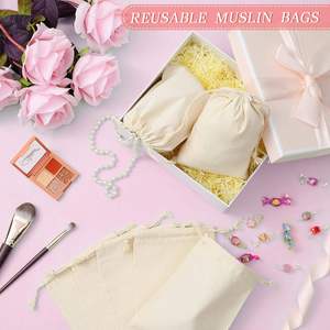 Custom Logo Printed Recyclable Muslin Cotton Shoe Clothes Shopping Bag Luxury Drawstring Gift Handbag <b>Purse</b> Customizable <b>Sizes</b> - Product Image 2