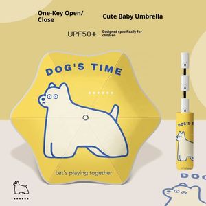 Paraguas Moderno de Dibujos Animados con 6 Varillas, Semiautomático, Plegable, de Doble Uso, con Tubo de Hierro, para Niños, con Esquinas Seguras y Diseño que Brilla en la Oscuridad - Product Image 3