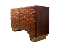 Mesa de consola moderna y ligera de lujo, mesa de madera marrón con acabado metálico, adecuada para villa y hoteles