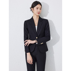 Women's Wine Red Suit Set Formal Wear Spring Autumn Anti-Wrinkle Polyester Full Sleeve Professional Office Outfit - Product Image 2