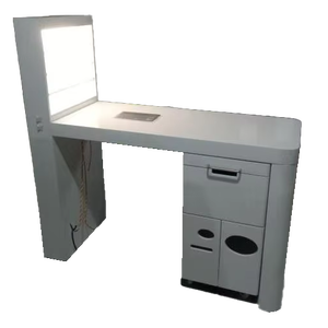 Table de <span class=keywords><strong>manucure</strong></span>/onglerie moderne blanche 2019 avec 3 postes de travail, collecteur de poussière et LED, garantie cinq ans, pour salon - Product Image 5
