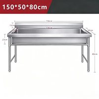 Évier à cuve longue en acier inoxydable robuste, finition polie, grande cuve unique, station de lavage avec crédence, pour cuisine commerciale