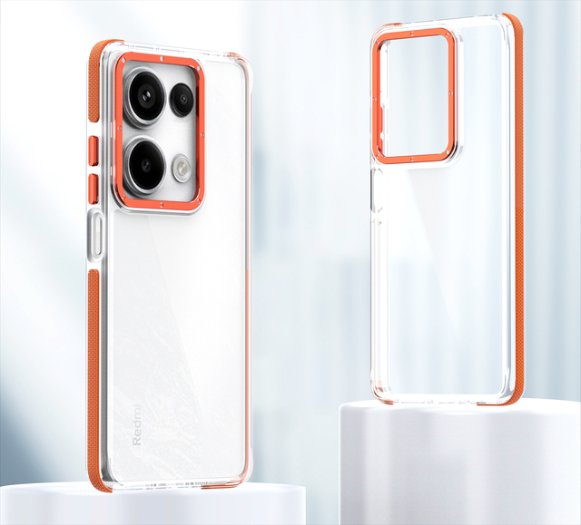 Transparent TPU+PC Shockproof Phone Case for Redmi Note13 Pro 4G Anti-yellow Side Slip Design High Quality Protection Phone Case