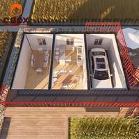 Cbox Maison Modulaire Détachable à 2 Étages avec Garage, Balcon et Villa de Type Resort