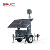 BIGLUX HiSITE Remorque de surveillance mobile autonome à énergie solaire, Tour de sécurité à déploiement rapide, CCTV étanche IP65, Mât de 7m